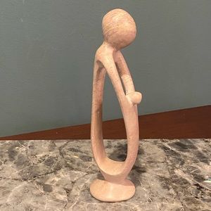 Hand Carved African Soapstone Modernism Sculpture Mother & Child Figurine Kenya